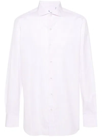 Finamore 1925 Napoli Striped Poplin Cotton Shirt In Pink