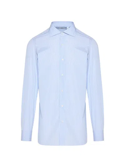 Finamore 1925 Napoli Striped Shirt In Blue