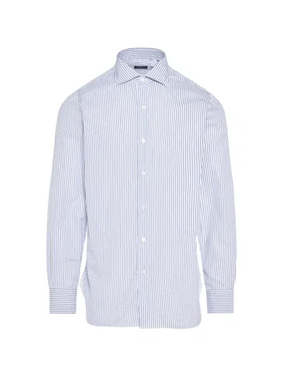 Finamore 1925 Napoli Striped Shirt In Blue