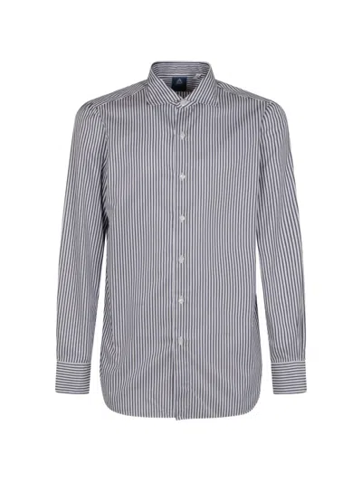 Finamore 1925 Napoli Striped Shirt In Blue