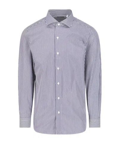 Finamore 1925 Napoli Striped Shirt In Gray