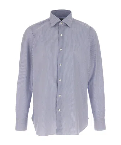 Finamore 1925 Napoli Striped Shirt In Purple