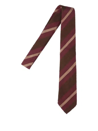 Finamore 1925 Napoli Striped Tie In Brown