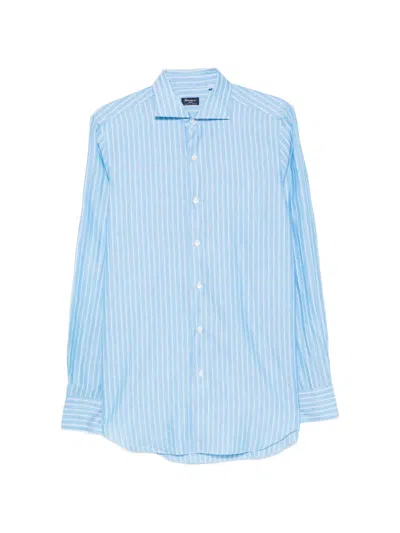 Finamore 1925 Napoli Striped-print Long-sleeve Shirt In Blue