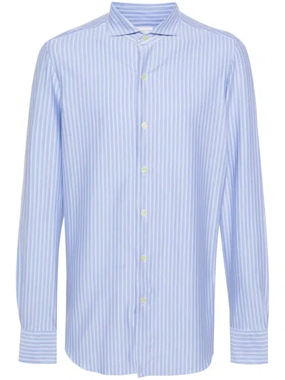 Finamore 1925 Napoli Vertical-striped Shirt In Blue