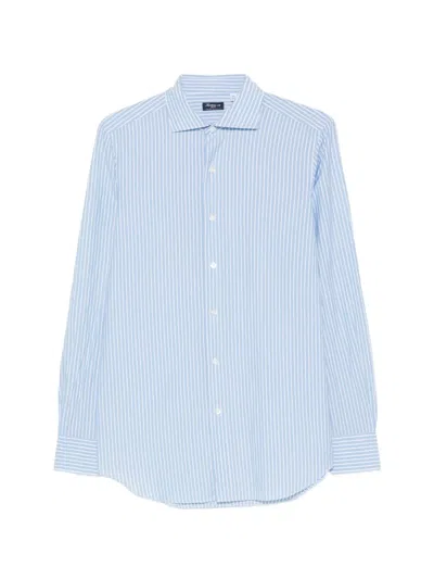 Finamore 1925 Napoli Vertical-stripe Long-sleeve Shirt In Blue