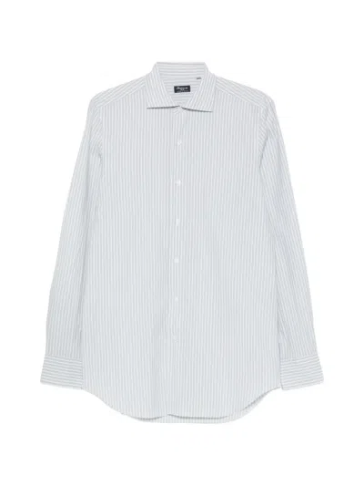 Finamore 1925 Napoli Vertical-stripe Long-sleeve Shirt In Gray