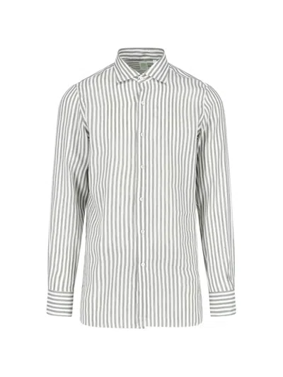 Finamore 1925 Napoli Vertical-stripe Long-sleeve Shirt In White