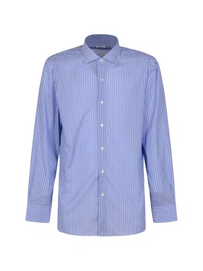 Finamore 1925 Napoli Vertical-stripe Shirt In Blue