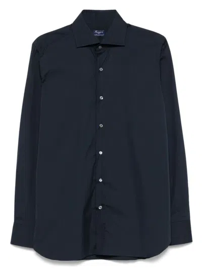 FINAMORE 1925 NAVY BLUE LONG SLEEVE SHIRT