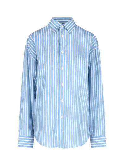 Finamore 1925 'oriana' Oversized Linen Shirt In Light Blue