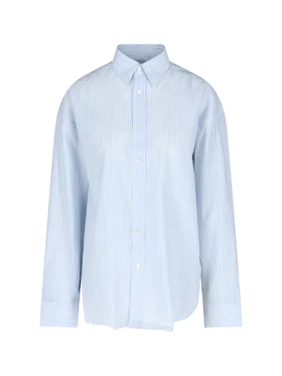 Finamore 1925 'oriana' Striped Shirt In Light Blue