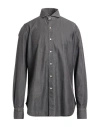 Finamore 1925 Per Braun Man Denim Shirt Grey Size 3xl Cotton In Gray