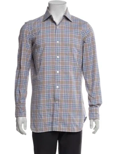 Pre-owned Finamore 1925 Plaid Print Long Sleeve Dress Shirt In Multi