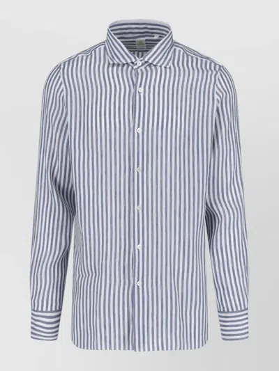 Finamore 1925 Shirt Button Down Collar Cuffed Striped In Neutral