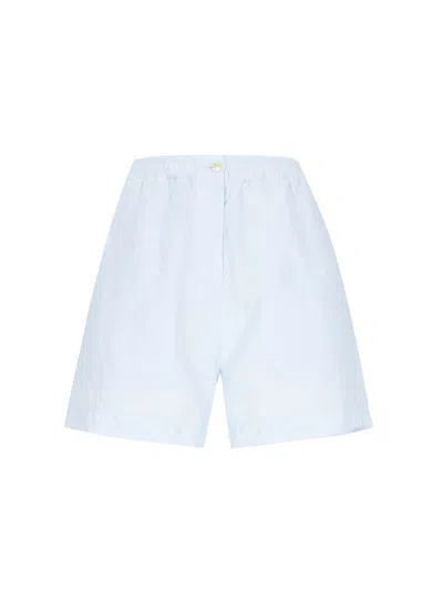 Finamore 1925 Silk And Cotton Shorts In Light Blue