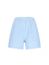 Finamore 1925 Silk And Cotton Shorts In Light Blue