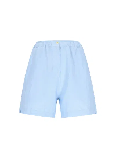 Finamore 1925 Silk And Cotton Shorts In Light Blue
