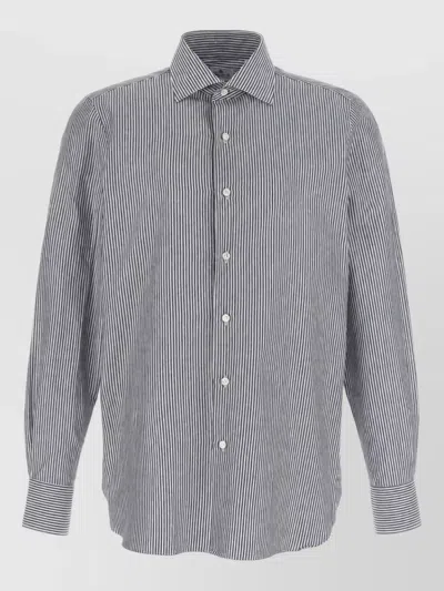 Finamore 1925 Striped Shirt In Gray