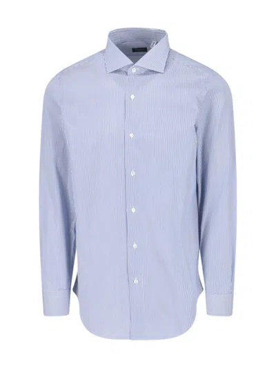 FINAMORE 1925 FINAMORE 1925 STRIPED SHIRT – BLUE
