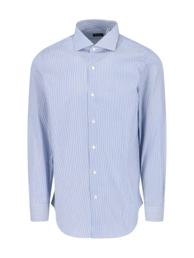 Finamore 1925 Striped Shirt In Light Blue