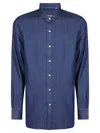 Finamore 1925 Finamore Tailored Long-sleeved Cotton Shirt With Classic Collar In Blue
