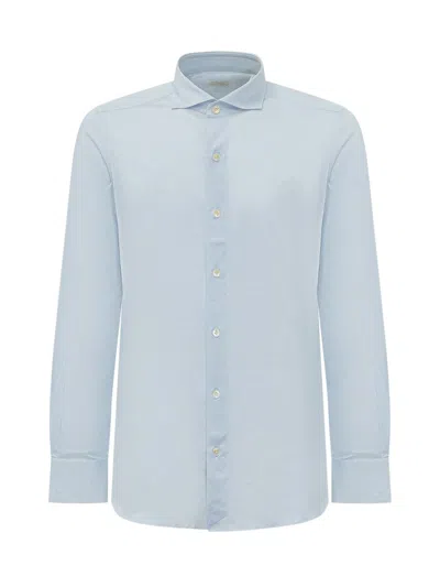 Finamore 1925 Structured Blue Shirt With Tailored Fit And Elegant Detailing