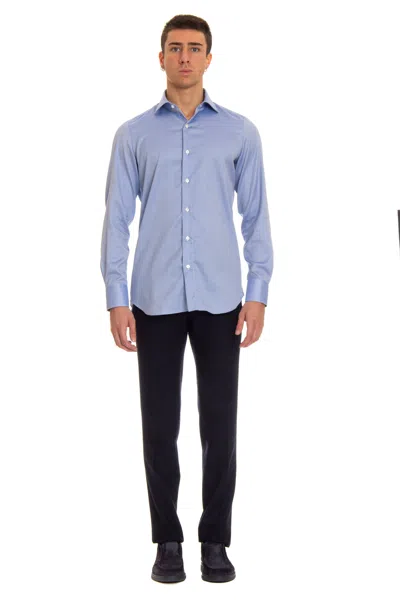 Finamore 1925 Traveller Cotton Tailored Shirt In Blue