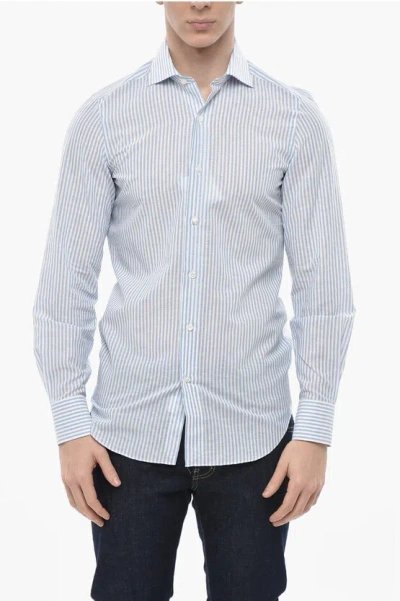 Finamore 1925 Two-tone Striped Shirt Milano Zante With French Collar In Multi