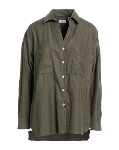 Finamore 1925 Woman Shirt Military Green Size 10 Cotton, Lyocell