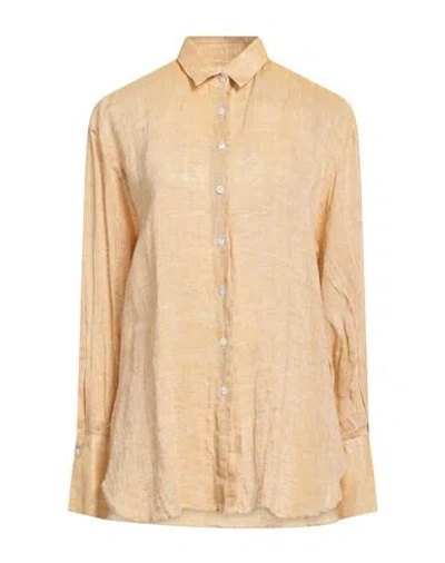 Finamore 1925 Woman Shirt Mustard Size 8 Linen In Yellow