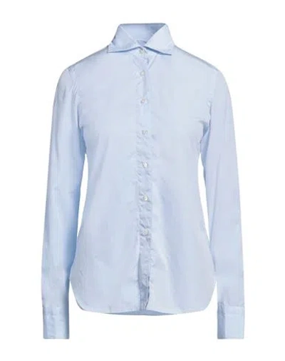Finamore 1925 Woman Shirt Sky Blue Size 8 Cotton