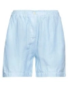 Finamore 1925 Woman Shorts & Bermuda Shorts Light Blue Size 2 Linen, Cotton