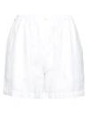 Finamore 1925 Solid Color Linen And Cotton Shorts With Elastic Waistband In White