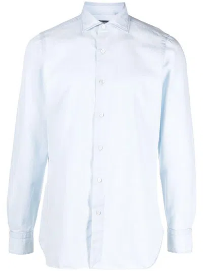 Finamore 1925 Finamore Cotton Shirt In Clear Blue