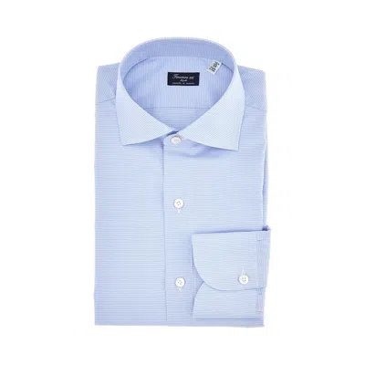 Finamore 1925 'milano' Micro Pattern Cotton Shirt In Blue