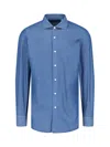 Finamore 1925 Finamore Structured Blue Cotton Shirt With Classic Collar In Blue