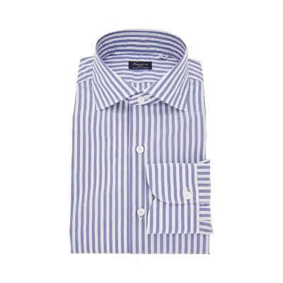 Finamore 1925 'milano' Striped Cotton Shirt In Blue