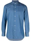 Finamore 1925 Finamore Napoli Cotton Shirt In Clear Blue