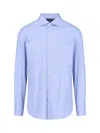 Finamore 1925 Classic Shirt In Light Blue Cotton Classic Collar