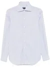 FINAMORE WHITE AND BLUE COTTON SHIRT