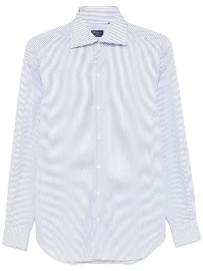 Finamore White And Blue Cotton Shirt