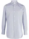 FINAMORE WHITE AND LIGHT BLUE COTTON SHIRT