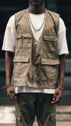 Finch La Camouflage Vest In Khaki In Green