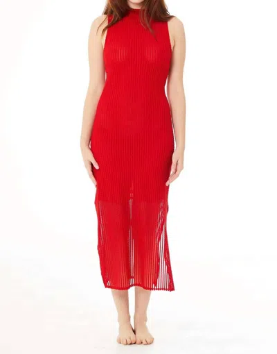 Find Me Now Addison Seersucker Midi Dress In Rouge In Red