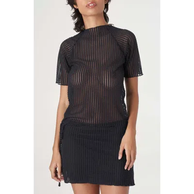 Find Me Now Addison Sheer Stripe Top In Black