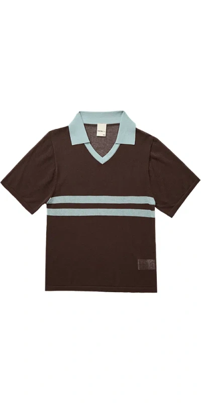 Find Me Now Araci Knit Polo Top Cocoa Cream In Brown