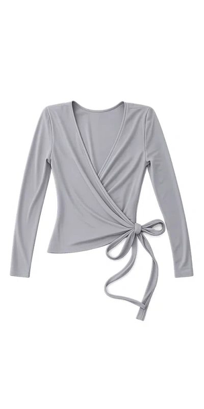 Find Me Now Ballerina Wrap Top Gray
