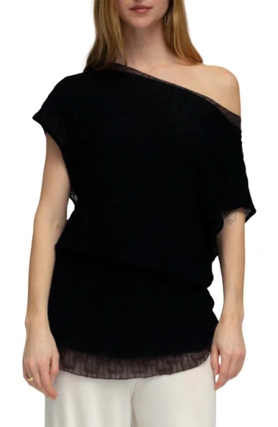 Find Me Now Beatriz Off The Shoulder Tunic In Black