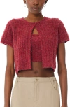 Find Me Now Billie Marled Short Sleeve Crop Cardigan In Cardinal